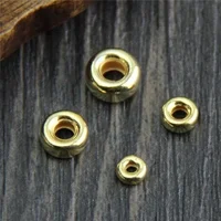 

925 Sterling Silver Bead Charm Gold Color Spacer Stopper Beads for Bracelet Bangle Diy Jewelry
