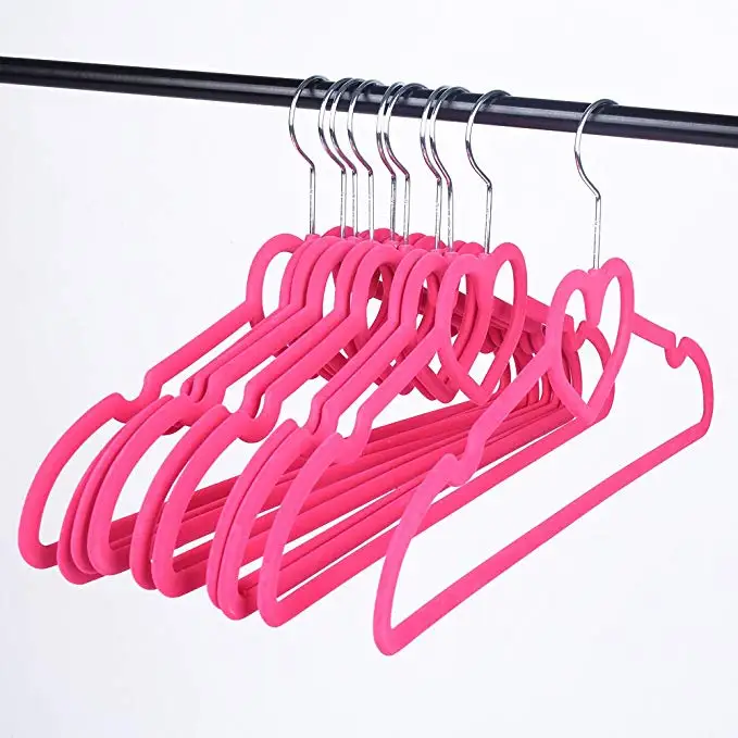 

Colorful Multifunction Non-slip Loving Heart Velvet Coat Hanger, Green ,orange black