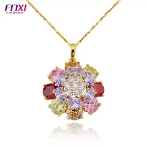 jewelry making supplies women semi joias zirconia flower pendant