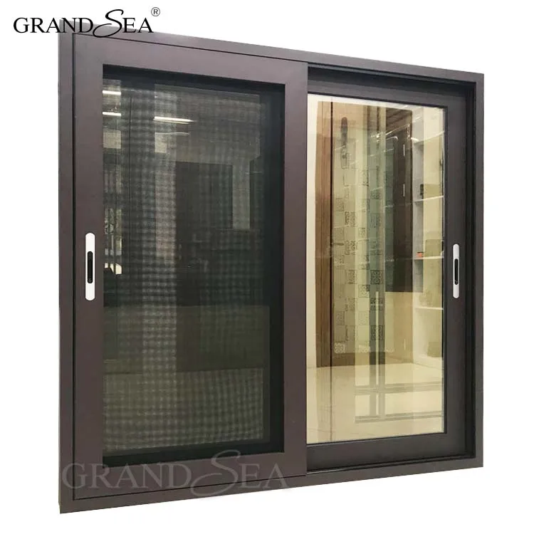 3 Channels Aluminium Bronze Color Window Frame With Bronze Tinted Glass