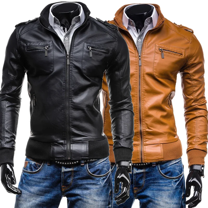 

2018 wholesale latest design mans Winter jacke leather jaket casual fashion men's motorcycle leather jacket