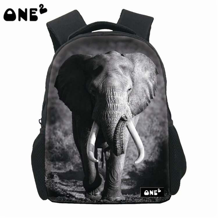 

ONE2 Design black white elephant school bag backpack for students children kids, Customized