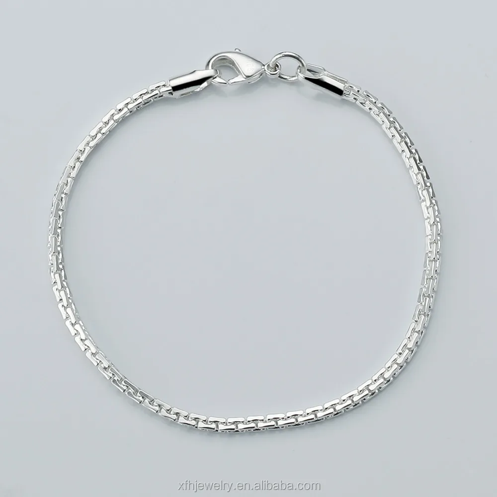 

Simple is beautiful 925 sterling silver bracelet, thin chain silver bracelet, White