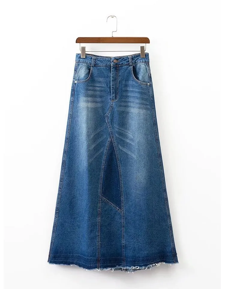 D&s Factory Dropshipping Denim A Line Long Skirt Blue Selvedge 1 Cut ...