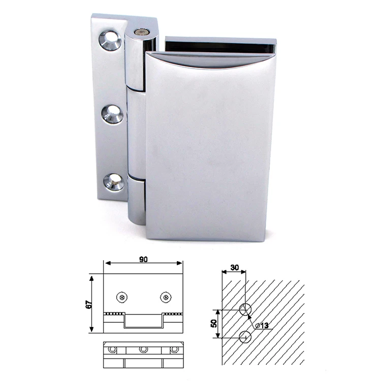 Heavy Duty Commercial 8mm Glass Swing Door Hinges Wall To Glass Shower