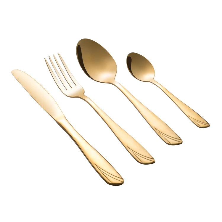 

16 pieces PVD coating flatware sets stainless steel cutlery, Gold