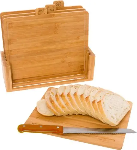 

Kitchen Accessories Natural Bamboo Chopping Board set with Stand