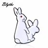 Factory Custom 2 White Rabbits Evil Brooch Pins Gold Hard Enamel Kawaii Pins Animal Brooch