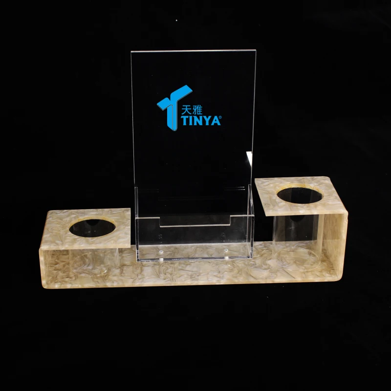 中国批发亚克力名片夹,带文具收纳盒,用于接待处