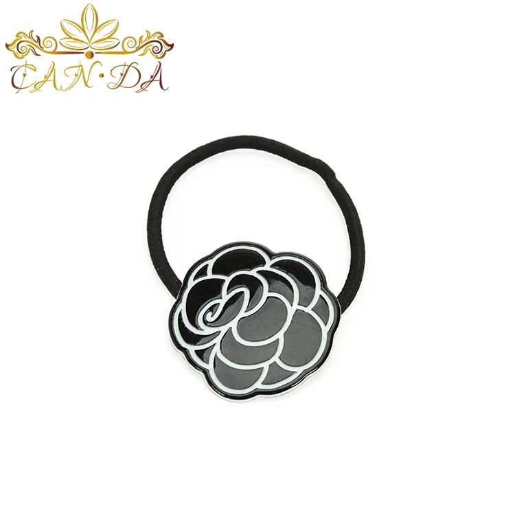 Factory Sale Black Flower Decoration Cellulose Acetate Headband Elastic