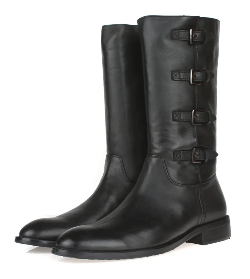 2016 new fashion zipper black mens winter boots genuine