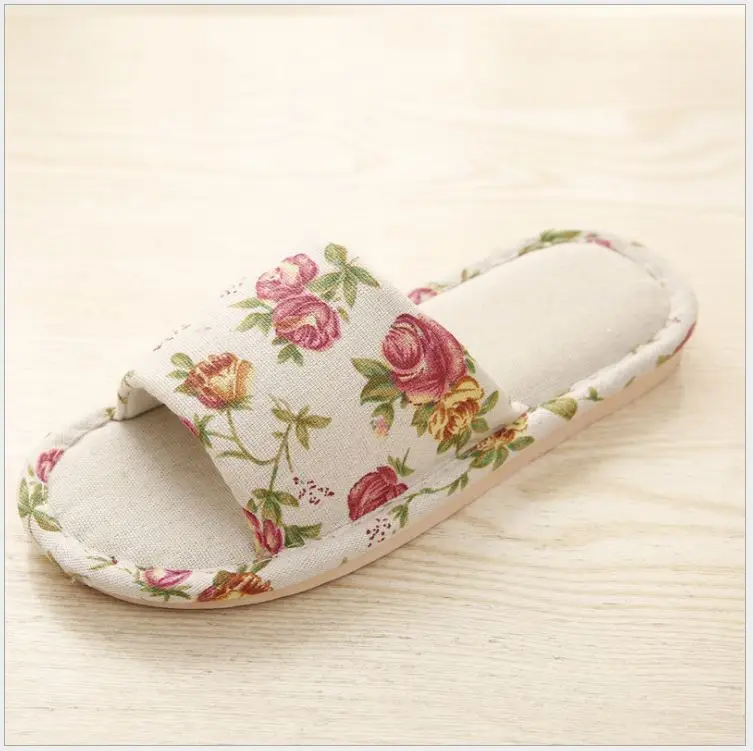 

Summer fashion non-slippery indoor household flax broken flower slippers, Look pictures