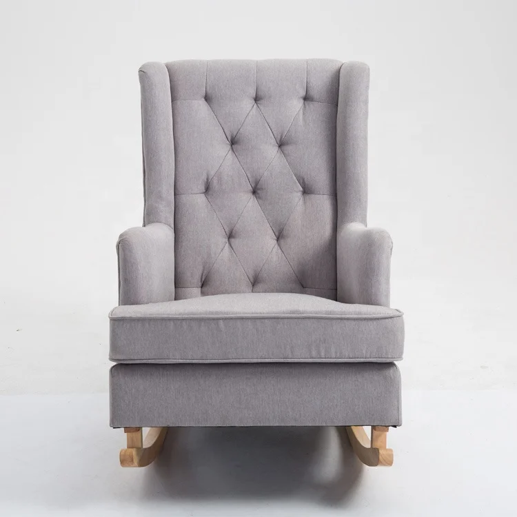 
Cheap Price Modern Elderly Solid Wooden Furniture Leisure Lounge Sofa Fabric Rocking Chair 
