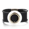 Hot Sale Girls Alloy Round Plastic Charms PU Bangle for Woman Wide Bracelets With Braid Leather Female Multilayer Warp Bangles