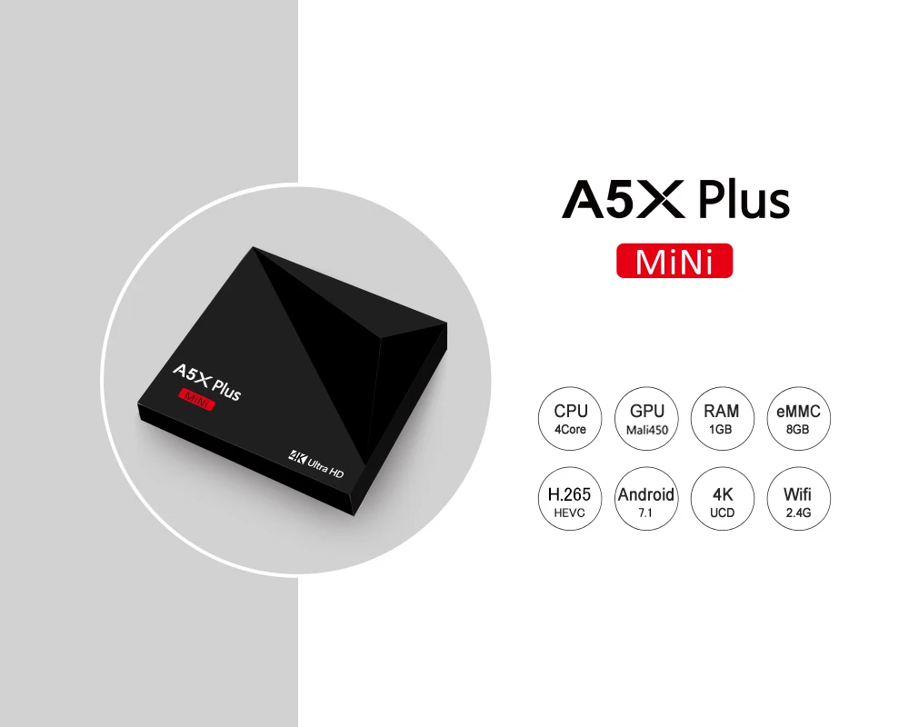 2.4g wifi full hd video download rk3328 a5x plus 1gb ram 8gb rom 2017 custom ott cheapest android tv box