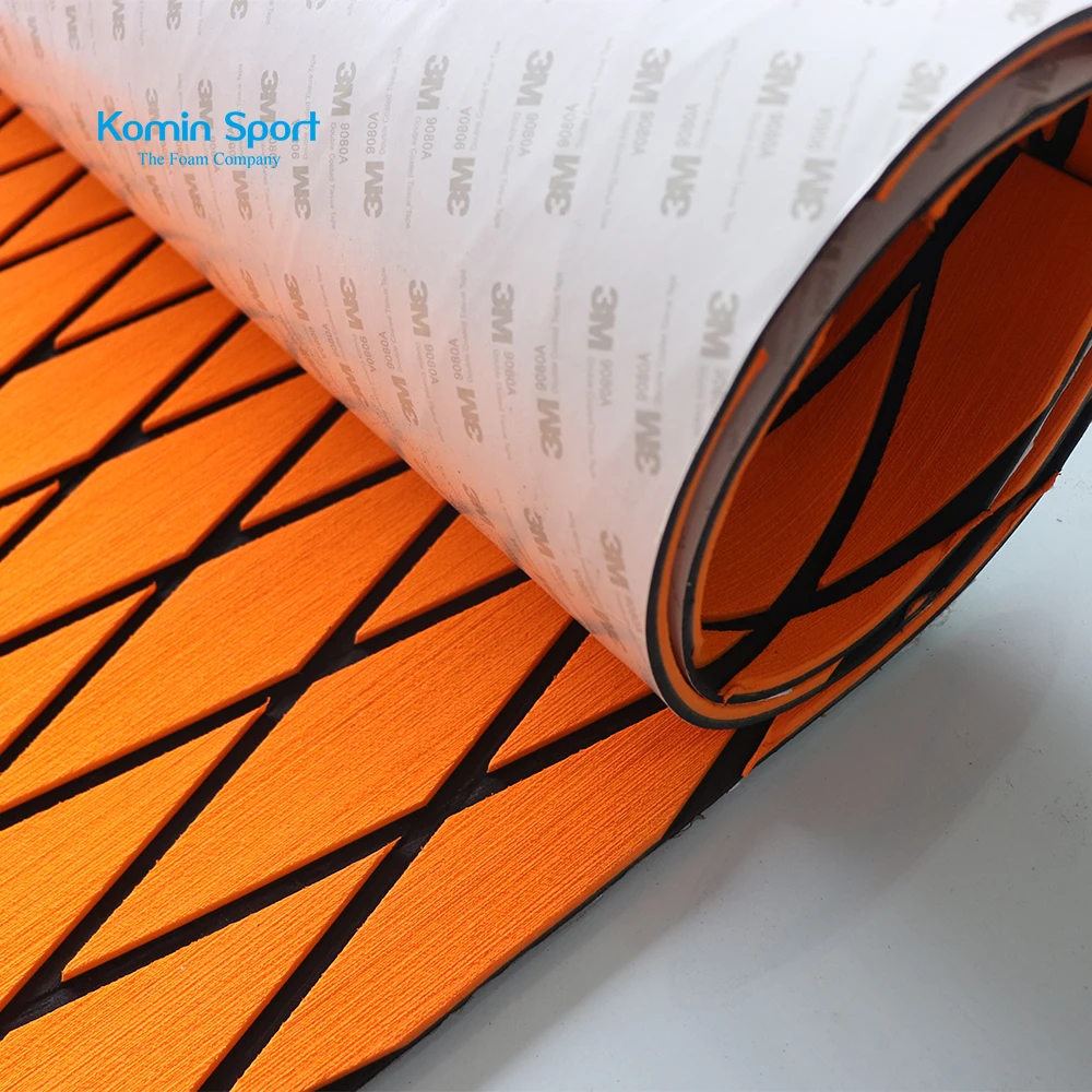 Komin Sport Customized Eva Foam Diamond Orange Black Lines Fishing Bass