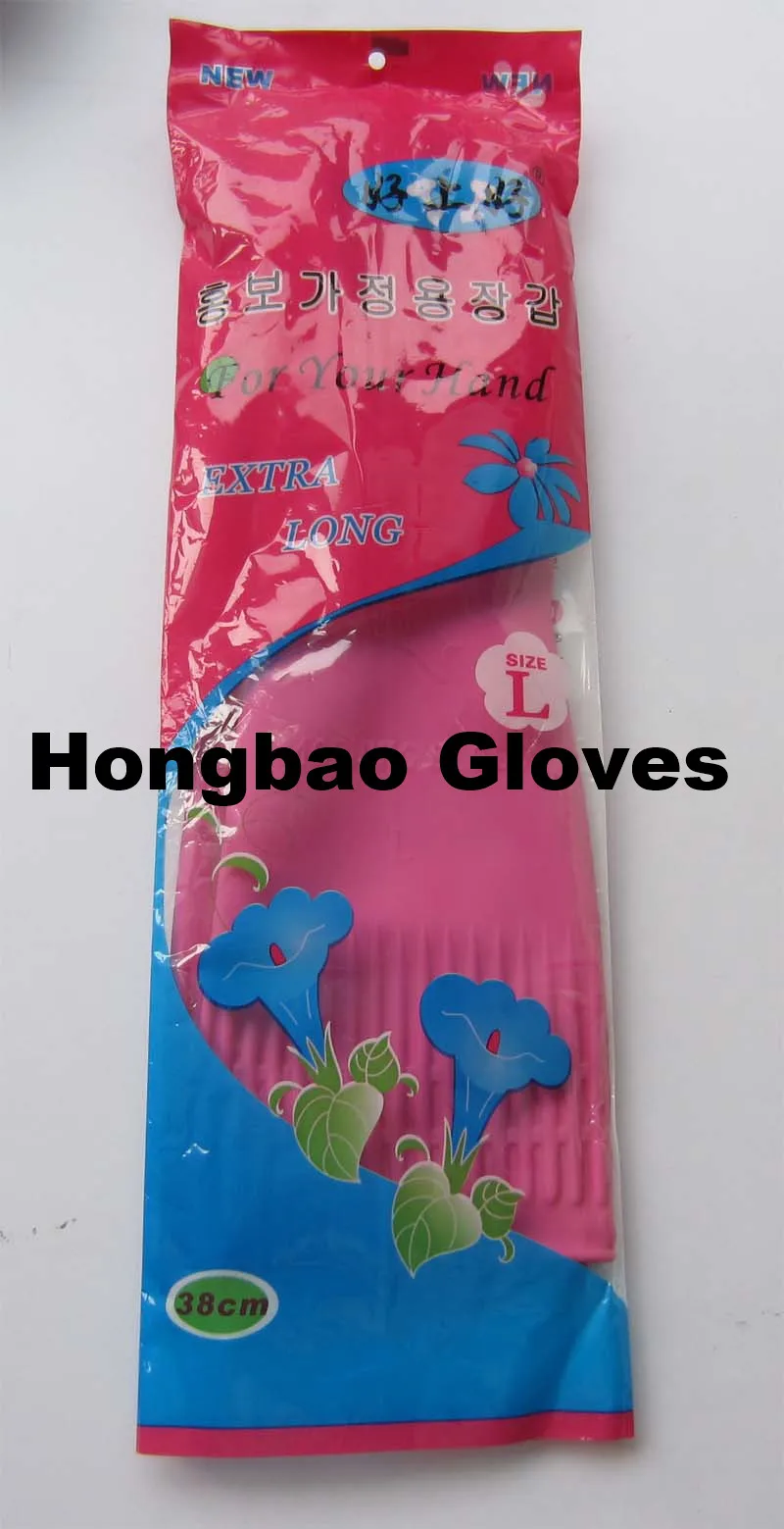 100g Extra Long Cuff Kitchen Cleaning Latex Rubber Gloves Women Long