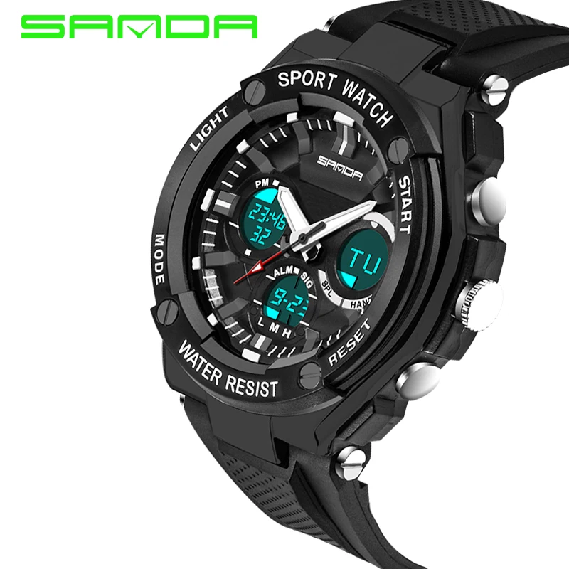 

New SANDA Sports Brand Watch Men waterproof Digital Shock Resistant sport watch Wristwatches Outdoor Military Casual LED Watches, N/a