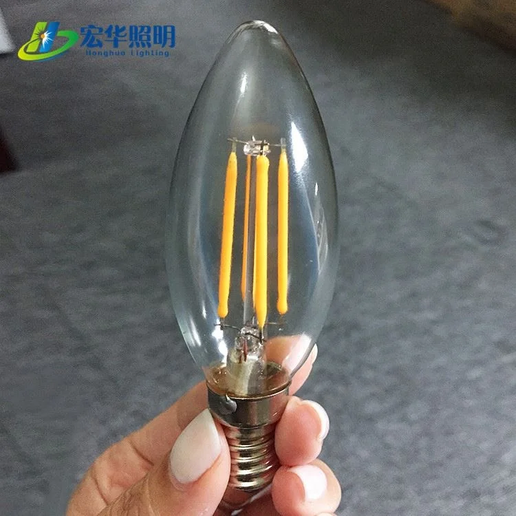 C35 2W low voltage clear glass led candle lights small night decorative filament bulb