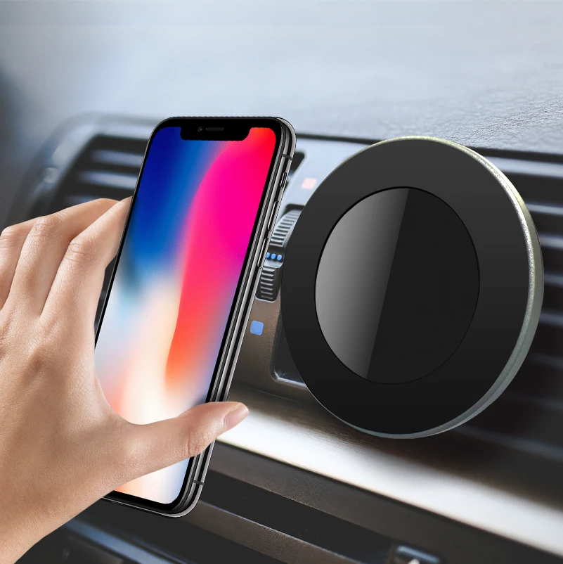 

2019 trending hot products qi 10w fast magnetic wireless car charger mount for samsung wireless car charger dock for iphone, Black