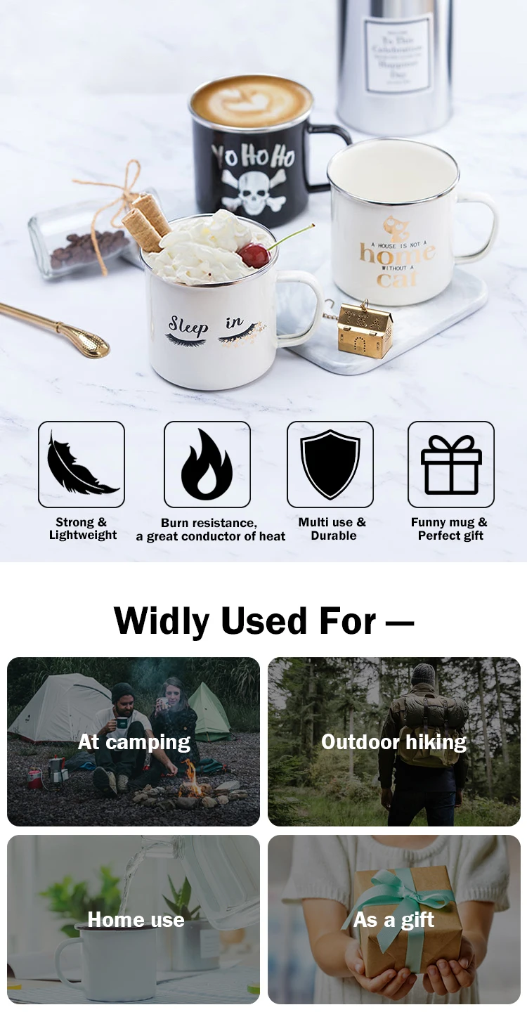 Enamel Mug Custom Camping Mug Enamel Coffee Mug Retro Vintage Coffee Mug