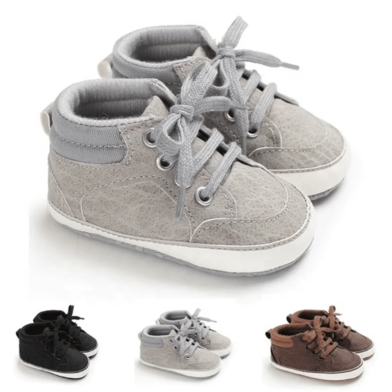 

infant Shoes Single Shoes Anti-slipping Soft Sole PU Leather Autumn Winter Shoelace Solid Color Sport 0-18 M Boys Toddler Shoes