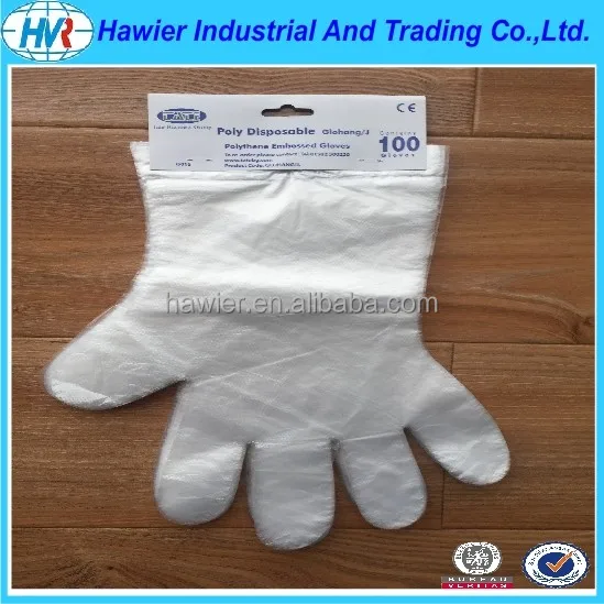 
HDPE Plastic Disposable Glove with headercard 
