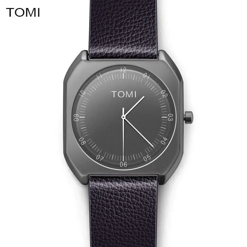 

TOMI T068 Korean Fashion Trend Students Men Simple Vintage Casual Leather Belt Oem Quartz Watch Waterproof, As the picture