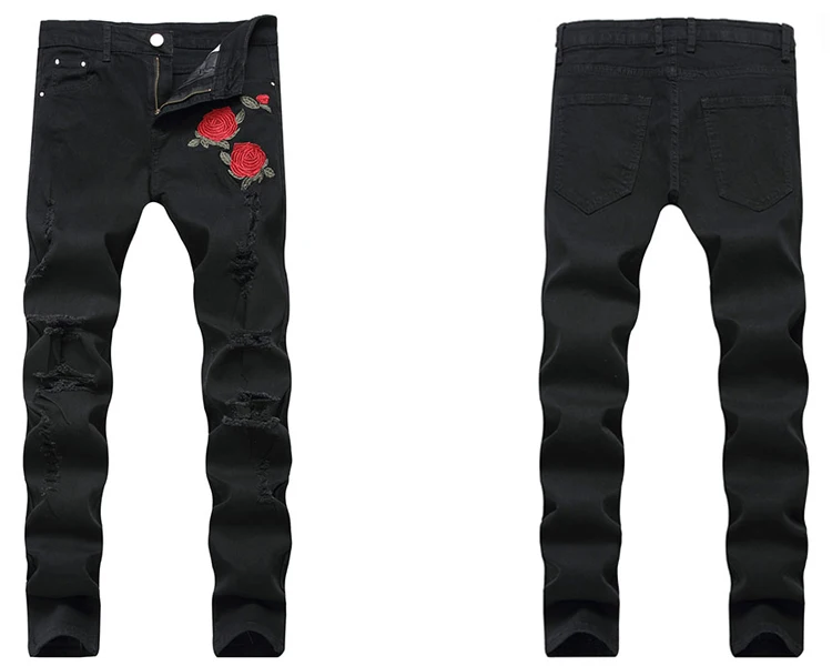 Men,Embroidered Jeans Mens,Denim Pants 