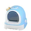High Quality Hooded Square Cats Litter Box With Lid, Plastic Cat Litter Box With Lid And Big Enclosures Cat Toilet With Lid