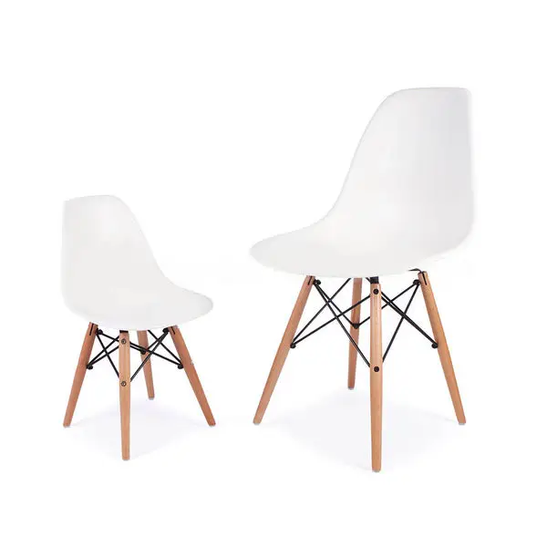 
Modern Design White PP Plastic Dining Chairs With Beech Wood Legs 