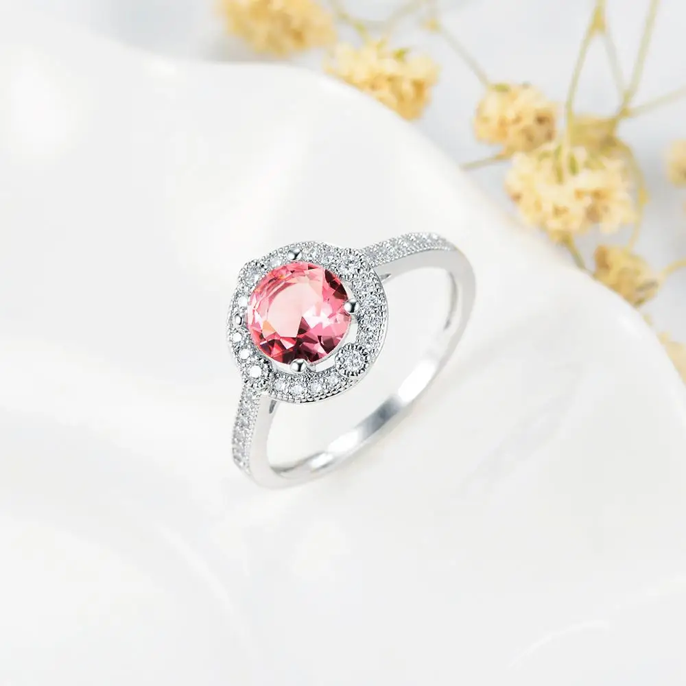 

SAR7455 Sevena Jewelry Brand Producer Pink Color Stone aaa Cubic Zircon Rings For Girlfriend Engagements Jewellery