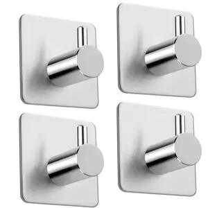 Image of Self Adhesive Hooks for Kitchen Bathrooms,4.5 x 3 x 4.5cm Pack of 4