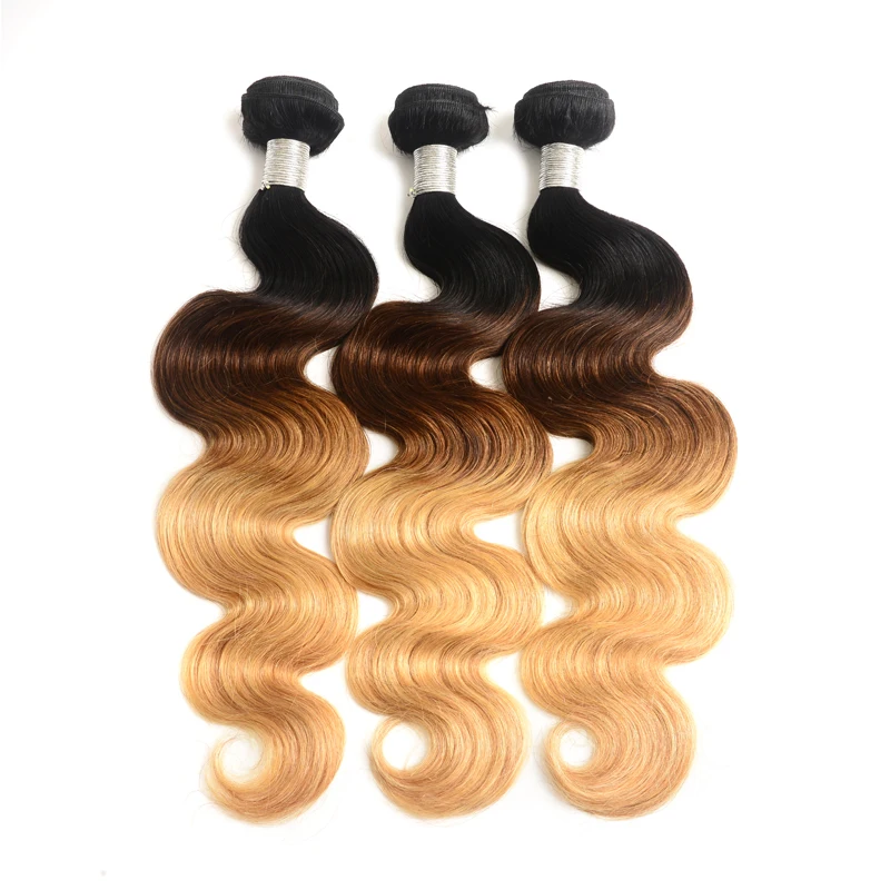 

100% Brazilian Human Hair Ombre Hair Extension, 3 Tone Color 1b/4/27 Body Wave Ombre Braiding Hair Bundles