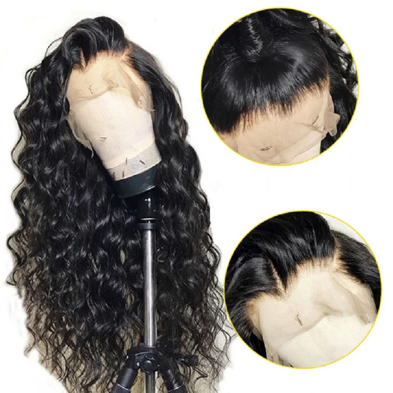

Natural Black Color Lace Front Wigs With Baby Hair Virgun Brazilian Human Hair Loose Wave Wigs, N/a