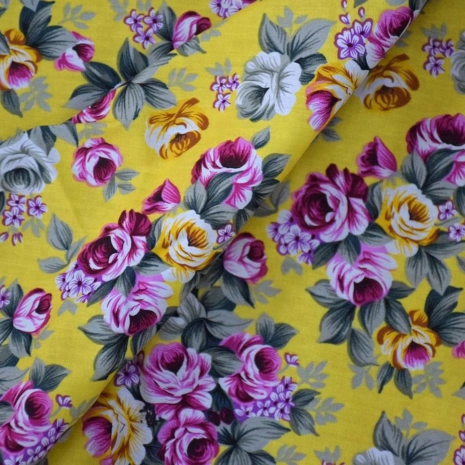 18 Hot Sale Yellow Rose Printed 100 Cotton Fabric Background Poplin Fabric For Summer Dress Buy Cotton Fabric Beautiful Fabric For Dresses Fabric For Making Dresses Product On Alibaba Com