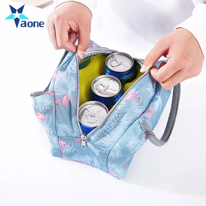 Makalon Lunch Bags,Insulated Cold Canvas Stripe Picnic Carry Case Thermal Portable Lunch Bag for Women Kids Blue