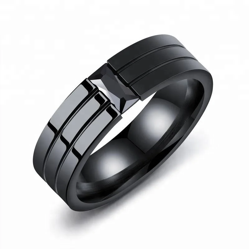 

Fine Jewelry Stainless Steel From China Black Zircon Titanium Ring