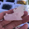 Wholesale Natural Rose Quartz Crystal Head Carving Dragon Skulls for Decoration,Mini Crystal Dragon Skulls.