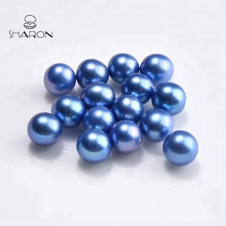 

Wholesale 6-7mm AAAA+ Special Color Sea Blue High Quality Round Loose Pearl For Pearl Party