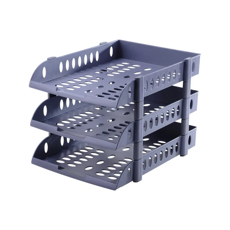 
US 3033 Folding Office File Tray 3 Layers Plastic Letter Organizer Desktop Paper Sorter 