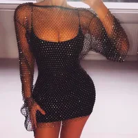 

2019 spring summer Korean Version Of The New Spring Long Sleeve Perspective Lace Dress