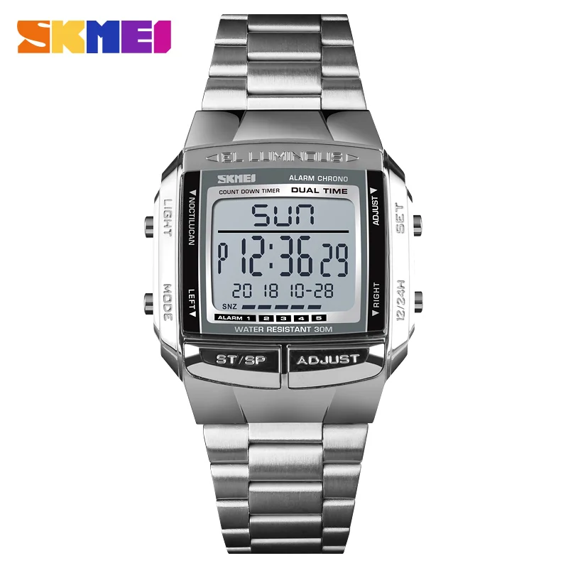 

SKMEI 1381 Men Digital Stainless Steel Watch Week Date Alarm Luminous Countdown, N/a