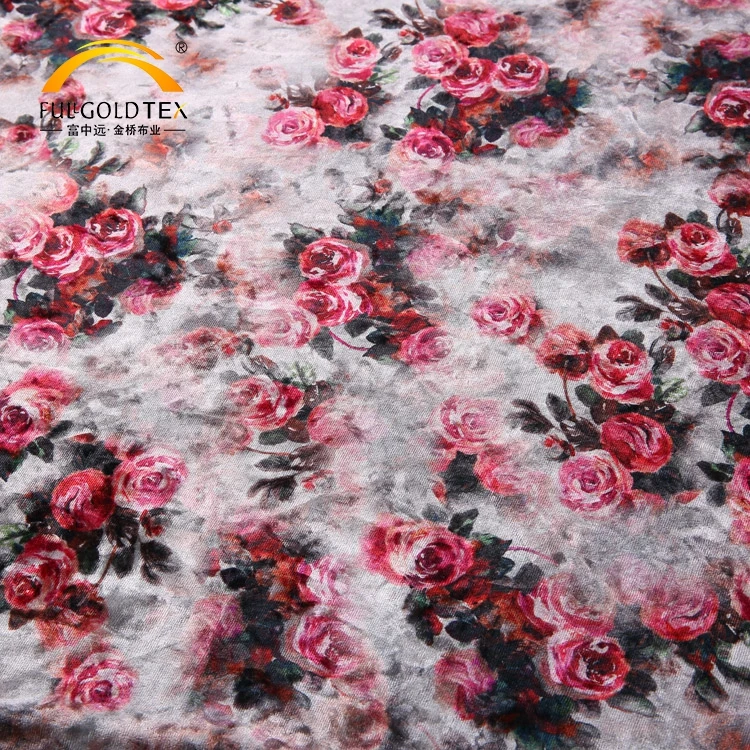 
High quality polyester spandex digital print diamond microfiber stretch velvet fabric 
