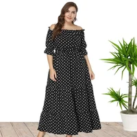 

4XL 5XL 6XL off shoulder polka dot Plus Size Maxi Long Summer Casual Dress Wholesale China