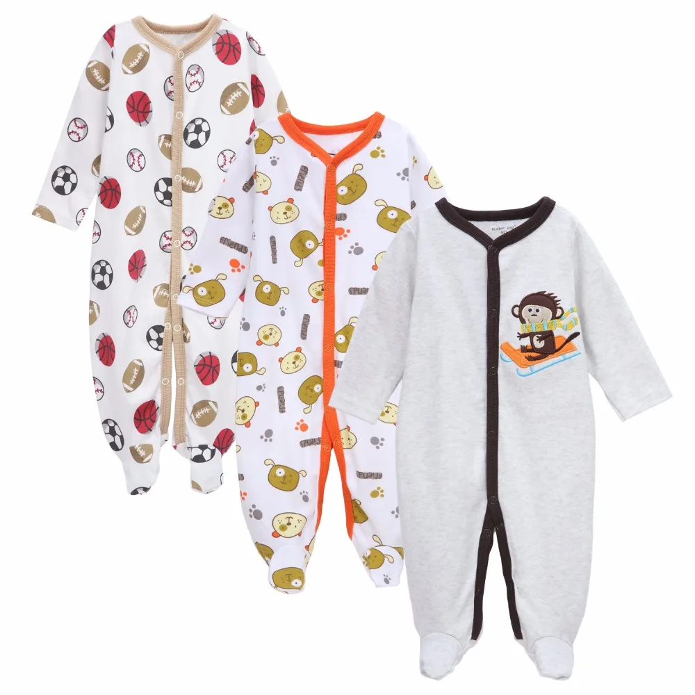 

3 Pcs / Lot 100% Cotton Baby Bodysuit Newborn Baby Boy Romper Fashion Printed Infant Toddler Clothing, Picture shows