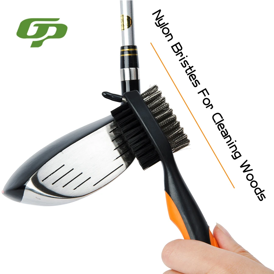 2 Side Golf Club Brush And Club Groove Cleaner With Spike And Clip