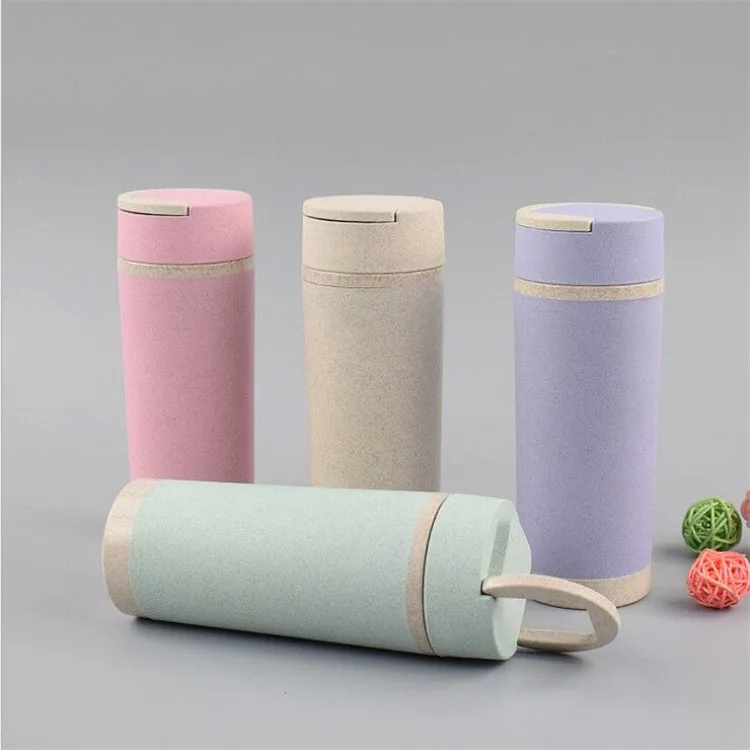 

Custom Logo biodegradable sport water bottles Coffee Travel Mug with Lids Bamboo Fiber Beverage Cup