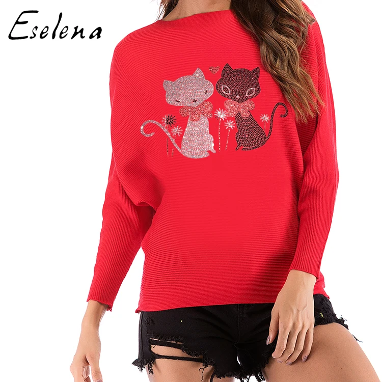 

Autumn New Style Fashion Cat Beading Knitted Lady's Sweater