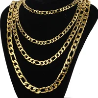 

Miss Jewelry 14k PVD Gold Plated Stainless Steel Men's Figaro Chain